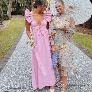 FOR LOVE & LEMONS Miriam Pink Maxi Dress